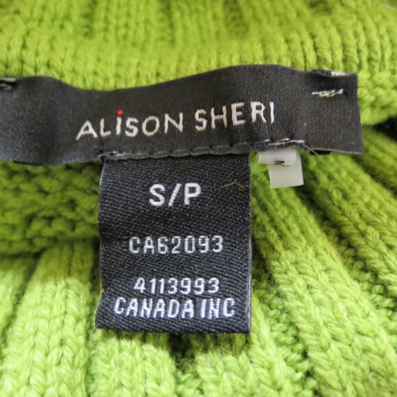 Alison Sheri Chartreuse Turtleneck Cotton Blend Chunky Cable Knit Size Small - Picture 8 of 10